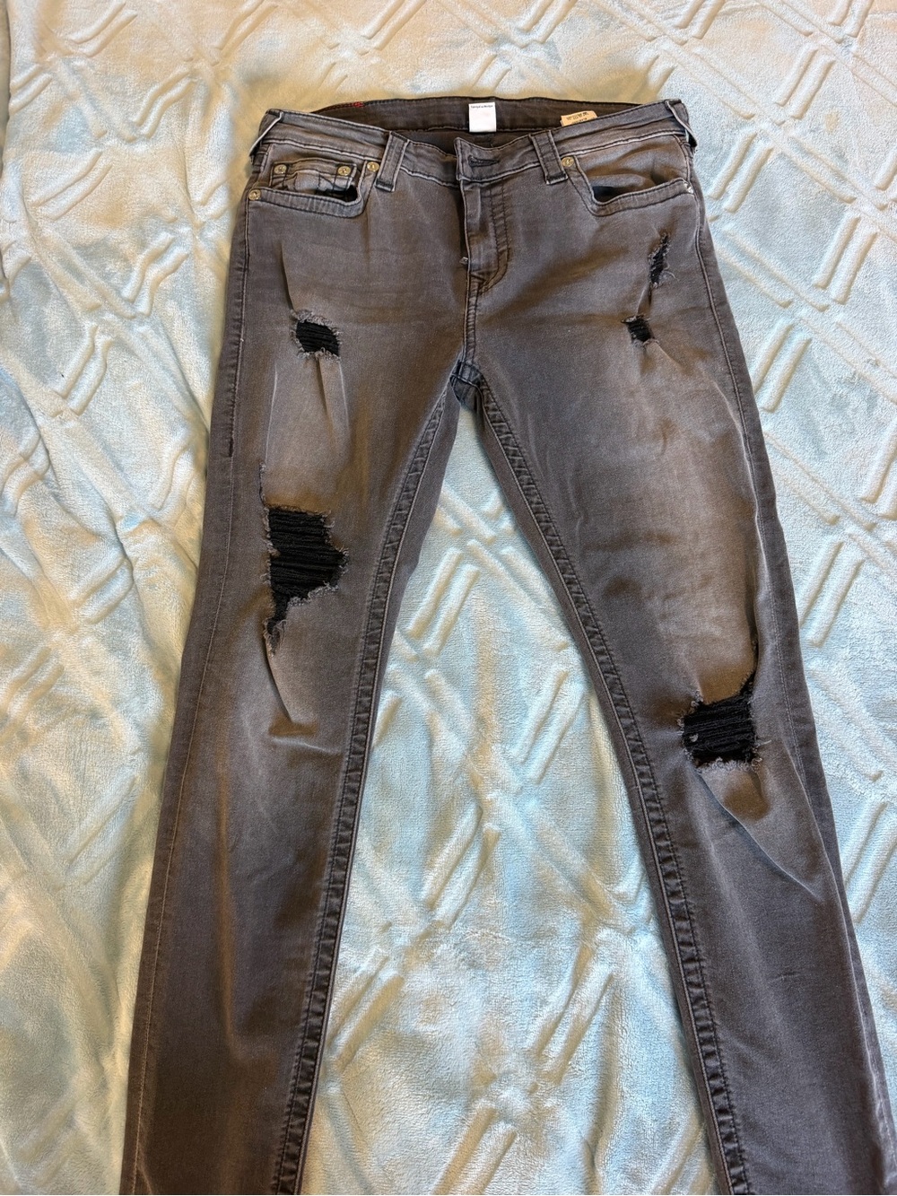 Stretchy True Religion Distressed Grey Jeans | Size 31